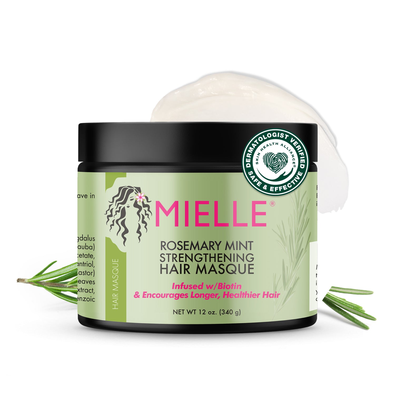 Strengthening Hair Masque - Rosemary Mint by MIELLE - Non-toxic Hair Styling + Treatment product rated STOP by Million Marker, free from BPA, phthalates, and parabens