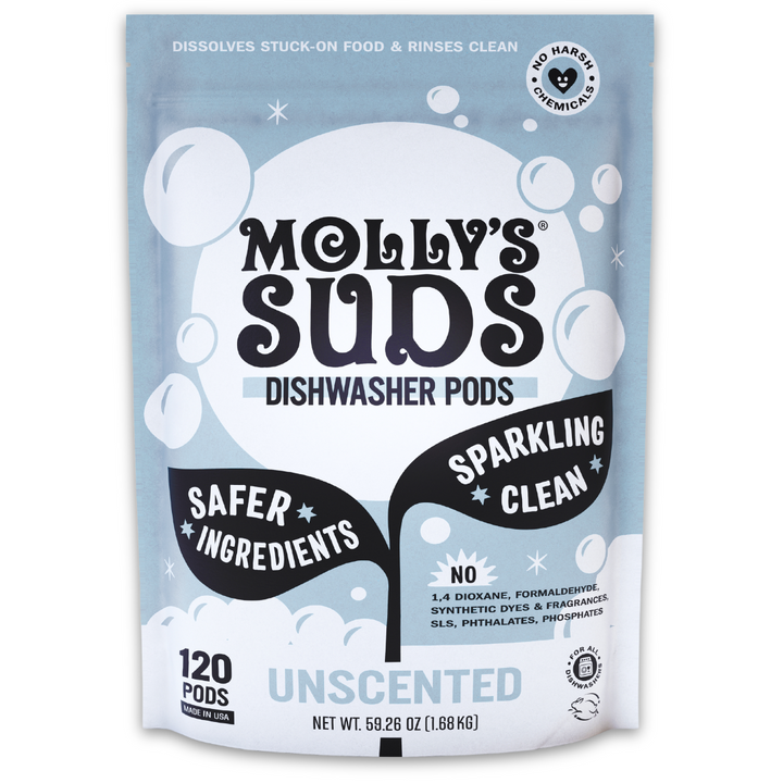 Dishwasher Detergent Pods - Unscented by MOLLY'S SUDS - Non-toxic, SLOW rated product free from harmful chemicals