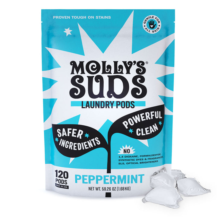 Ultra Concentrated Laundry Detergent Pods - Peppermint by MOLLY'S SUDS - Non-toxic, SLOW rated product free from harmful chemicals