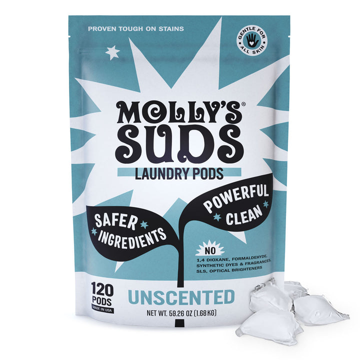 Ultra Concentrated Laundry Detergent Pods - Unscented by MOLLY'S SUDS - Non-toxic, SLOW rated product free from harmful chemicals