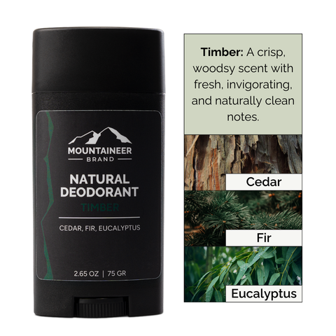 Natural Deodorant - Timber by MOUNTAINEER BRAND - Non-toxic, SLOW rated product free from harmful chemicals