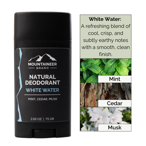 Natural Deodorant - White Water by MOUNTAINEER BRAND - Non-toxic, SLOW rated product free from harmful chemicals