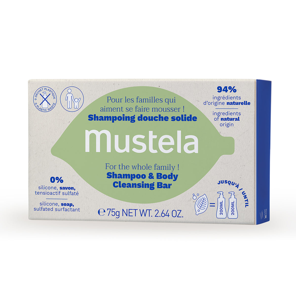 Shampoo & Body Cleansing Bar by Mustela - Non-toxic Shampoos + Conditioners product rated SLOW by Million Marker, free from BPA, phthalates, and parabens