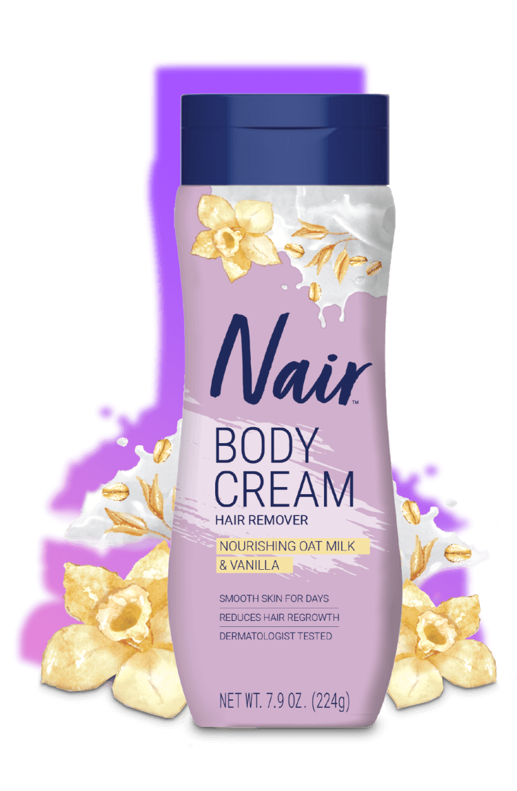 Body Creme Hair Remover – Nourishing Oat Milk & Vanilla by Nair - Non-toxic Shaving product rated STOP by Million Marker, free from BPA, phthalates, and parabens