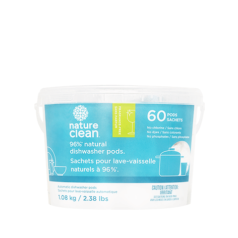 Automatic Dishwasher Pods – 60 Pods by nature clean - Non-toxic Dish Soap + Detergent product rated SLOW by Million Marker, free from BPA, phthalates, and parabens