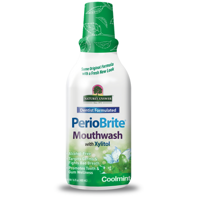 PerioBrite Mouthwash – Cool Mint by NATURE'S ANSWER - Non-toxic Oral Care product rated SLOW by Million Marker, free from BPA, phthalates, and parabens