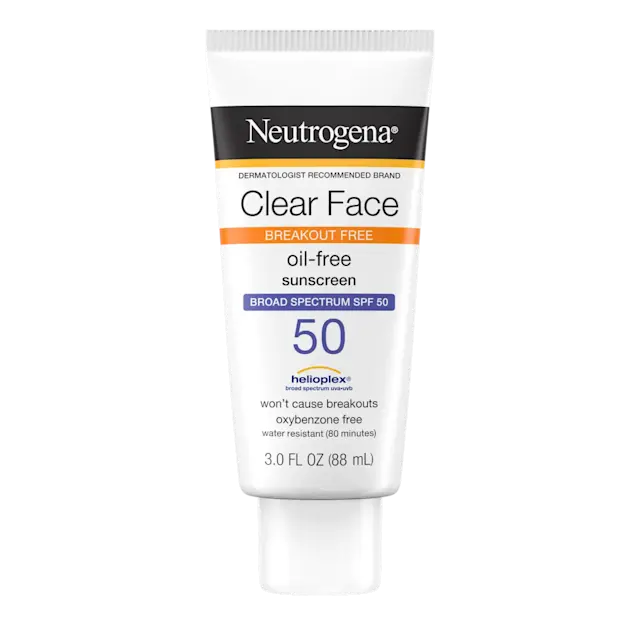 Clear Face Breakout Free Oil-Free Sunscreen Broad Spectrum SPF 50 by Neutrogena - Non-toxic Sunscreens product rated STOP by Million Marker, free from BPA, phthalates, and parabens