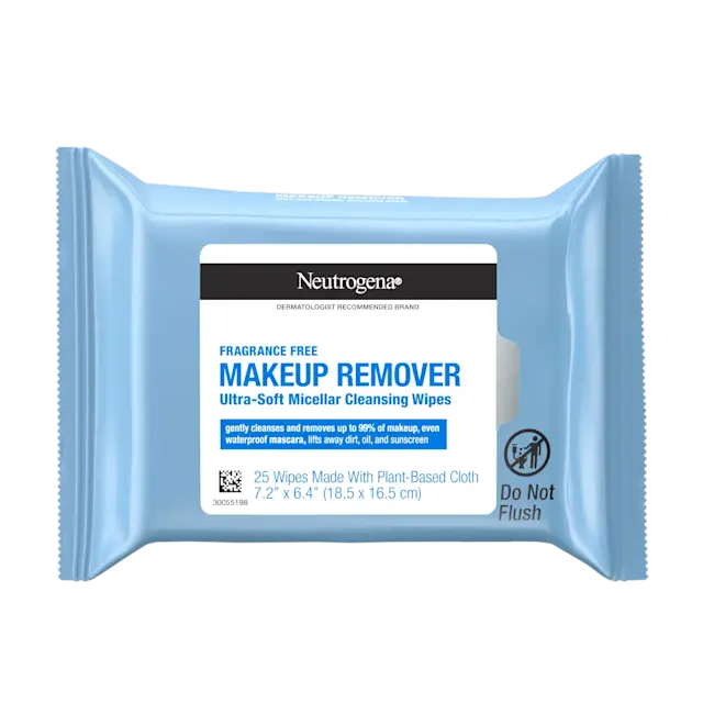 Fragrance-Free Makeup Remover Ultra-Soft Micellar Cleansing Wipes by Neutrogena - Non-toxic Facial Care product rated STOP by Million Marker, free from BPA, phthalates, and parabens