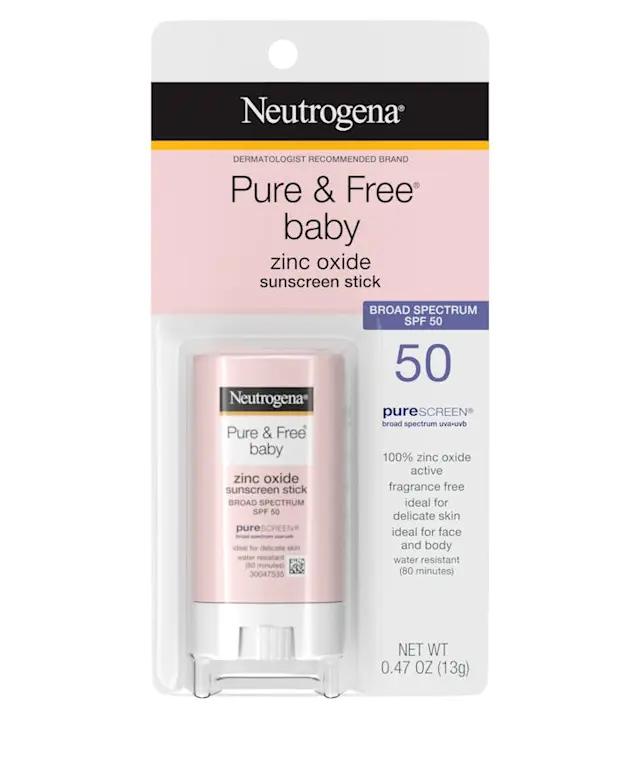 Pure & Free Baby Zinc Oxide Sunscreen Stick Broad Spectrum SPF 50 by Neutrogena - Non-toxic, STOP rated product free from harmful chemicals