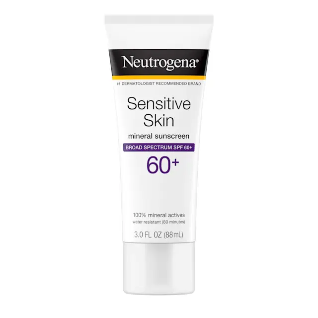 Sensitive Skin Mineral Sunscreen Broad Spectrum SPF 60+ by Neutrogena - Non-toxic Sunscreens product rated STOP by Million Marker, free from BPA, phthalates, and parabens