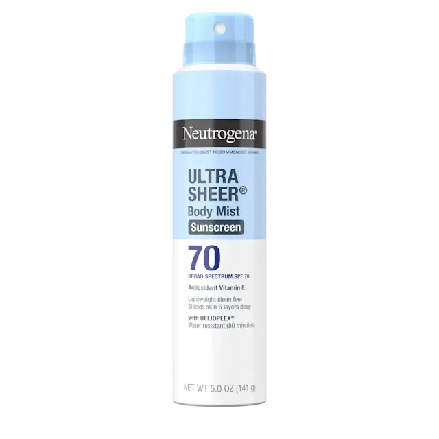 Ultra Sheer Body Mist Sunscreen Broad Spectrum SPF 70 by Neutrogena - Non-toxic Sunscreens product rated STOP by Million Marker, free from BPA, phthalates, and parabens
