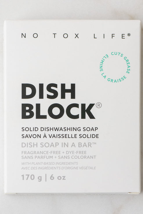 Dish Block Solid Dishwashing Soap - Fragrance-Free by NO TOX LIFE - Non-toxic Dish Soap + Detergent product rated GO by Million Marker, free from BPA, phthalates, and parabens