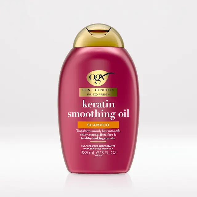 5-In-1 Benefits Frizz-Free + Keratin Smoothing Oil Shampoo by ogx - Non-toxic, STOP rated product free from harmful chemicals
