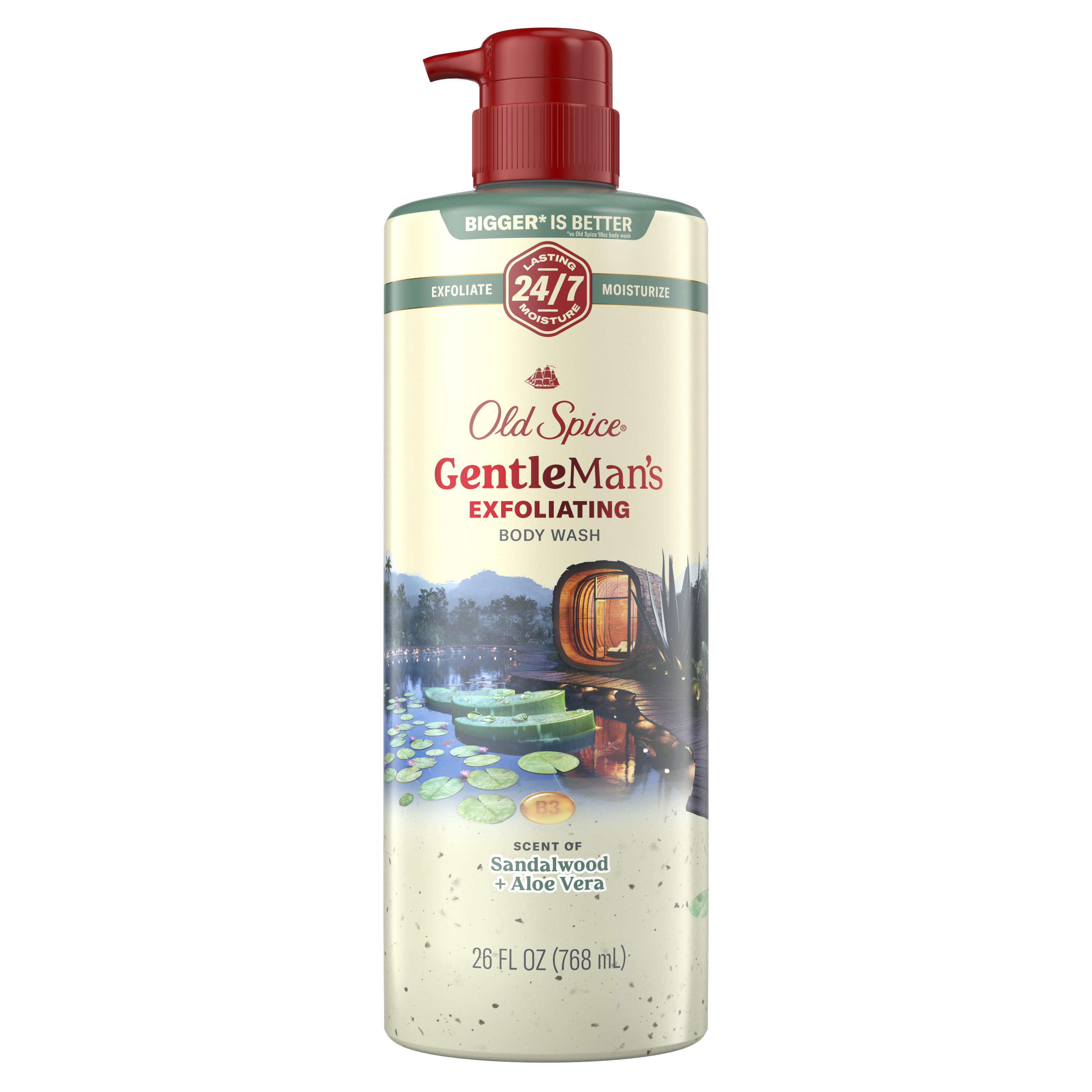 Gentleman's Exfoliating Body Wash – Sandalwood + Aloe Vera by Old Spice - Non-toxic, STOP rated product free from harmful chemicals