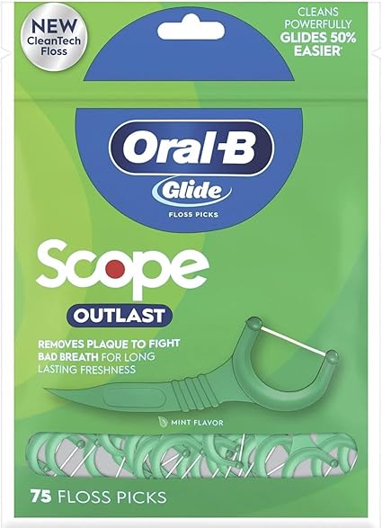 Glide Floss Picks – Scope Outlast by Oral-B - Non-toxic, STOP rated product free from harmful chemicals