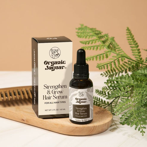 Strengthen & Grow Hair Serum by Organic Jaguar - Non-toxic Hair Styling + Treatment product rated SLOW by Million Marker, free from BPA, phthalates, and parabens