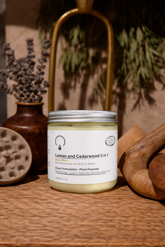 Lemon And Cedarwood 3 In 1 Body & Beard Balm by OrganiGrowHairCo - Non-toxic, SLOW rated product free from harmful chemicals