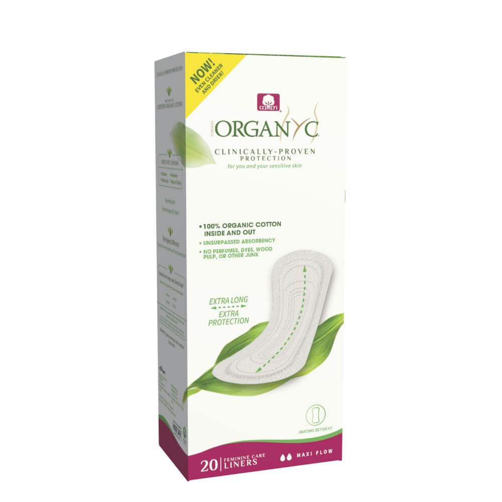 Flat Packed Panty Liners – Maxi by Organyc - Non-toxic, GO rated product free from harmful chemicals
