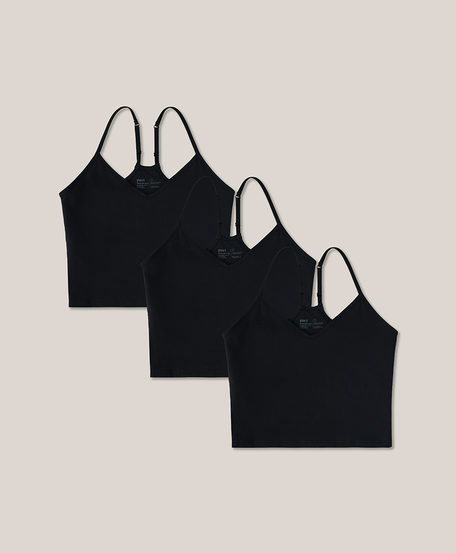Organic Everyday Shelf Bra Cropped Camisole 3-Pack by Pact - Non-toxic, GO rated product free from harmful chemicals