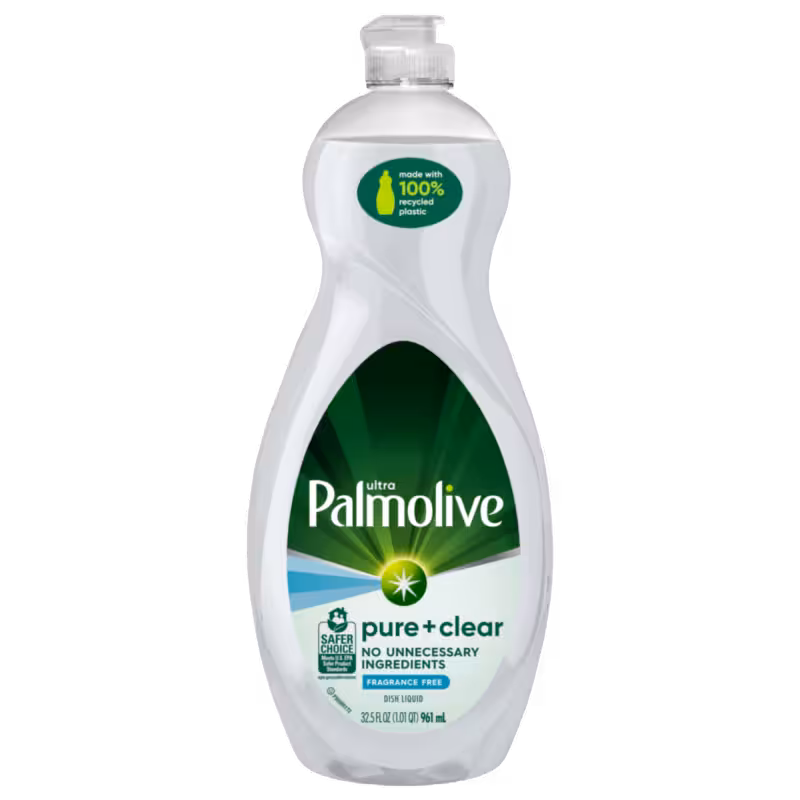 Pure + Clear Dish Soap - Fragrance Free by Palmolive - Non-toxic, SLOW rated product free from harmful chemicals