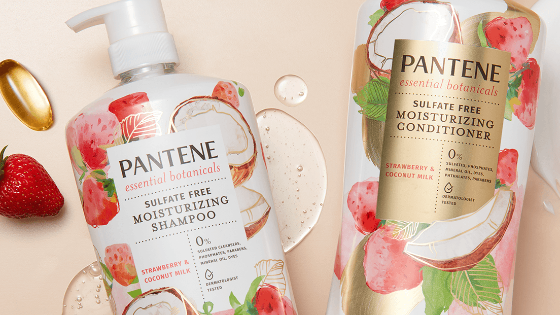 Essential Botanicals Shampoo – Strawberry & Coconut Milk by PANTENE - Non-toxic Shampoos + Conditioners product rated STOP by Million Marker, free from BPA, phthalates, and parabens