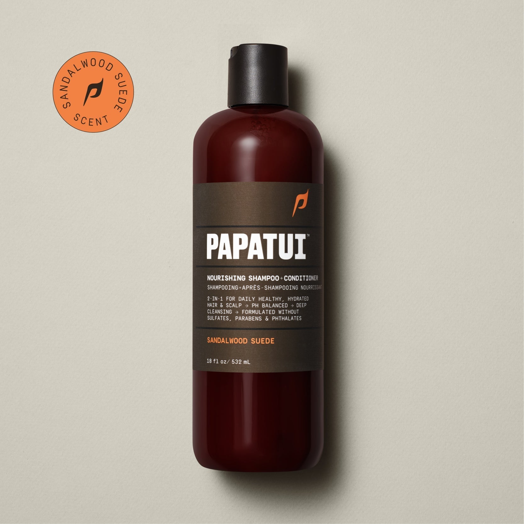 Nourishing Shampoo + Conditioner – Sandalwood Suede by PAPATUI - Non-toxic, STOP rated product free from harmful chemicals