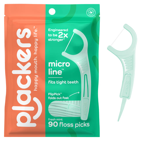 Dental Flossers Micro Line – Micro Mint by Plackers - Non-toxic Oral Care product rated STOP by Million Marker, free from BPA, phthalates, and parabens