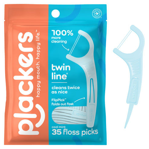 Twin Line Floss Picks – Cool Mint by Plackers - Non-toxic, STOP rated product free from harmful chemicals