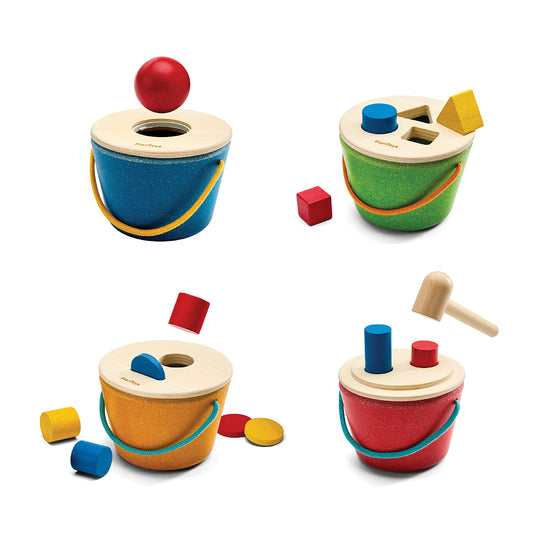 Montessori-Inspired Bucket of Fun Set – 4 Toddler Toys (12–18m) by PlanToys - Non-toxic Toys product rated GO by Million Marker, free from BPA, phthalates, and parabens