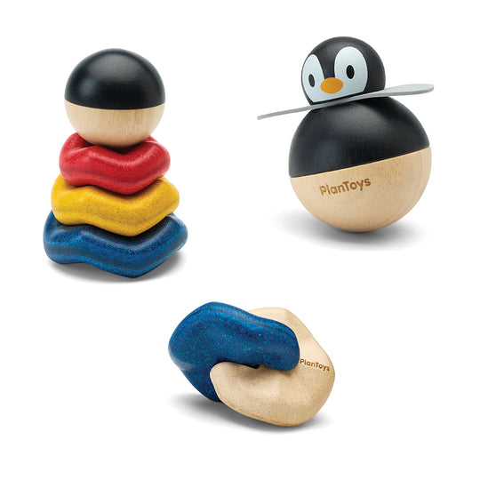 Montessori-Inspired Early Curiosity Set – 3 Baby Development Toys (3–6m) by PlanToys - Non-toxic, GO rated product free from harmful chemicals