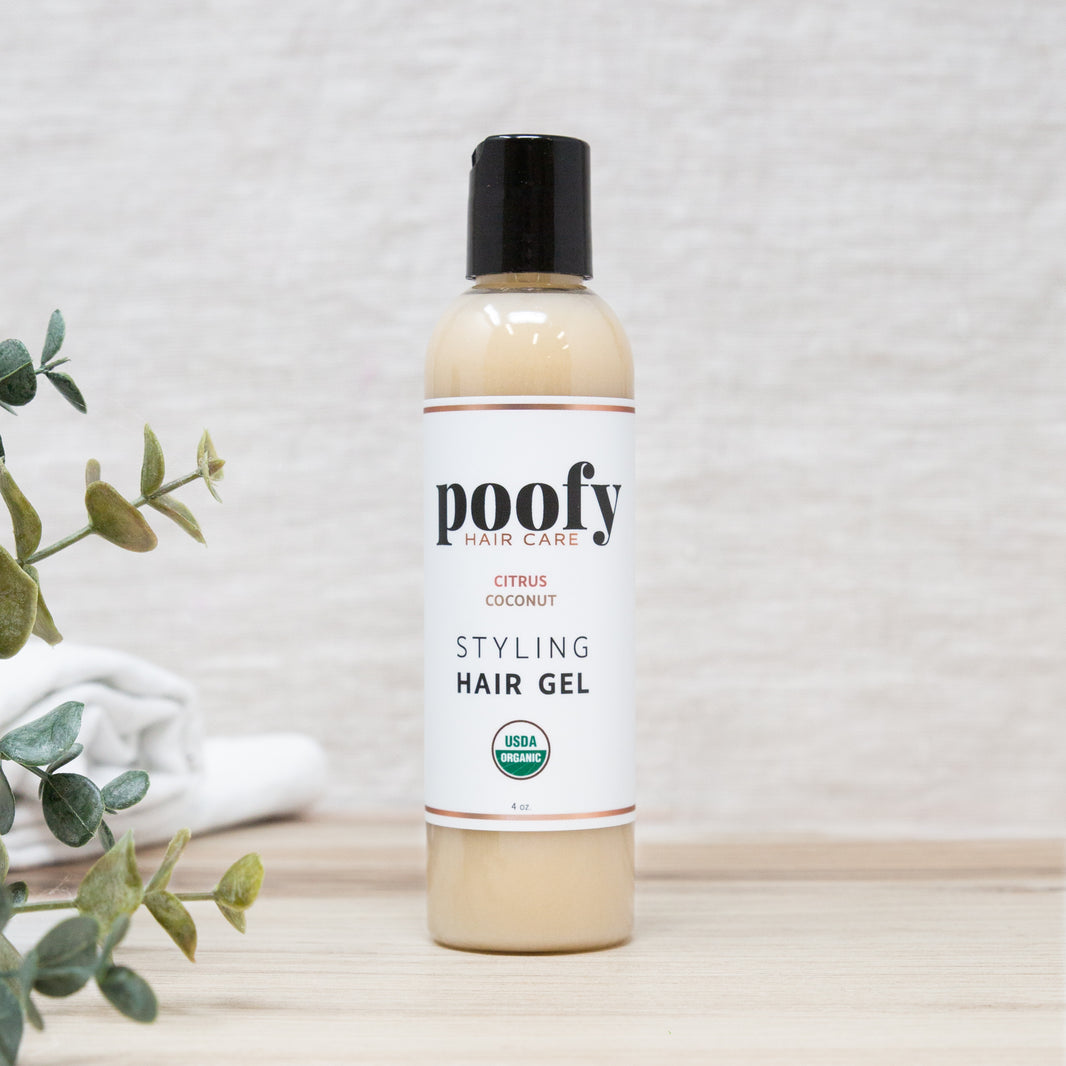 Styling Hair Gel - Citrus Coconut by poofy ORGANICS - Non-toxic Hair Styling + Treatment product rated SLOW by Million Marker, free from BPA, phthalates, and parabens