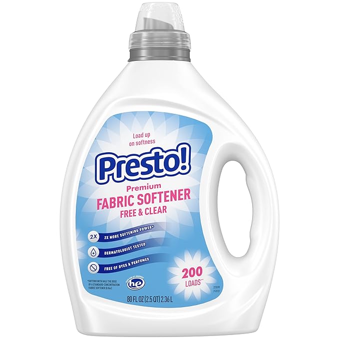 Concentrated Fabric Softener, Free & Clear by Presto! - Non-toxic, STOP rated product free from harmful chemicals