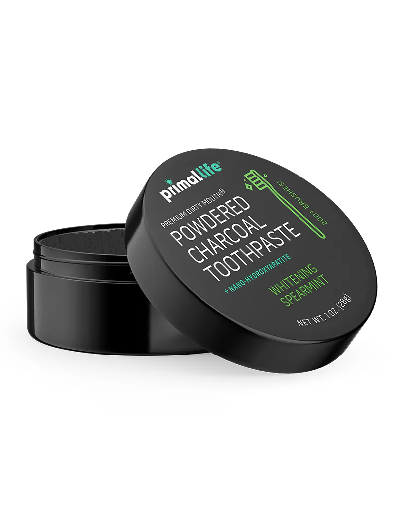 Activated Charcoal Tooth Cleaning Powder, Whitening Spearmint 1oz by Primal Life Organics - Non-toxic, GO rated product free from harmful chemicals