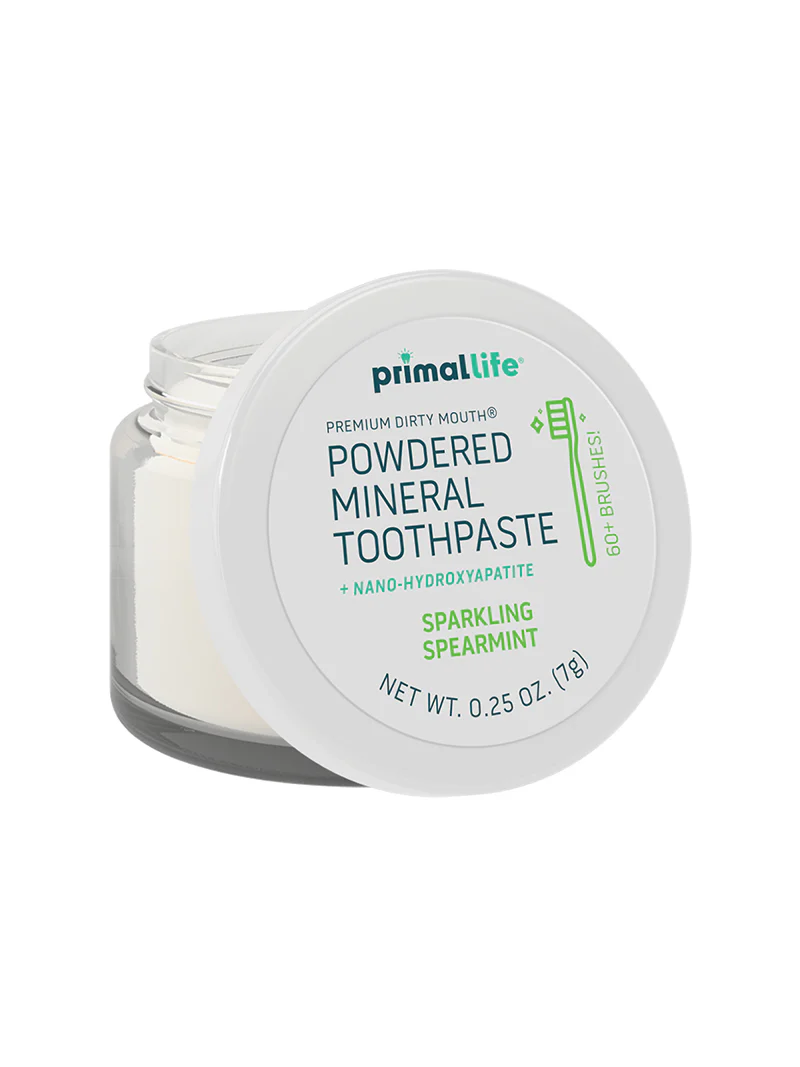 Dirty Mouth Toothpowder, Sparkling Spearmint 0.25oz by Primal Life Organics - Non-toxic, SLOW rated product free from harmful chemicals