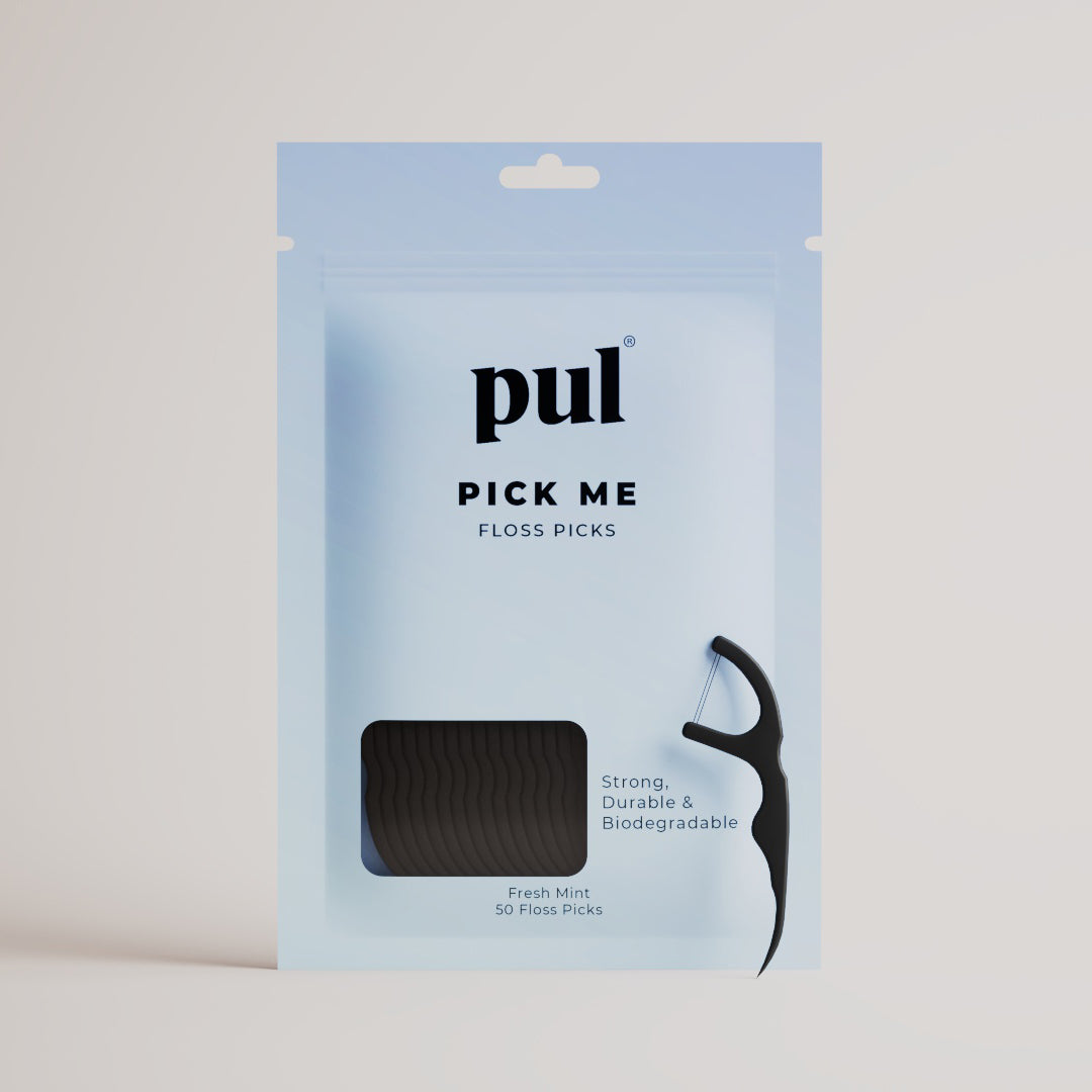 Pick Me Biodegradable Floss Picks, Mint by pul - Non-toxic Oral Care product rated STOP by Million Marker, free from BPA, phthalates, and parabens