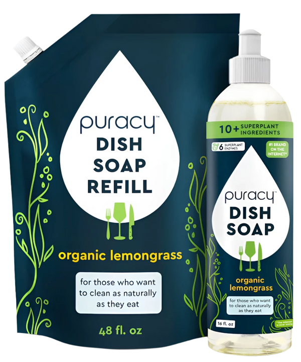 Dish Soap - Organic Lemongrass by puracy - Non-toxic, SLOW rated product free from harmful chemicals