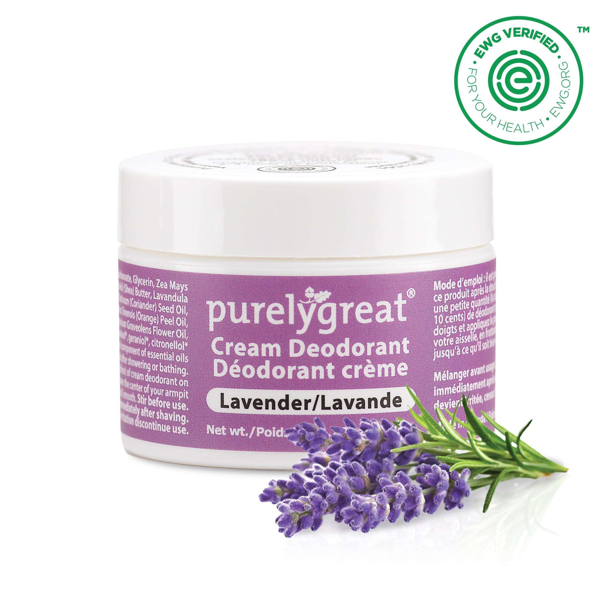 Cream Deodorant - Lavender by purelygreat - Non-toxic Deodorants product rated SLOW by Million Marker, free from BPA, phthalates, and parabens