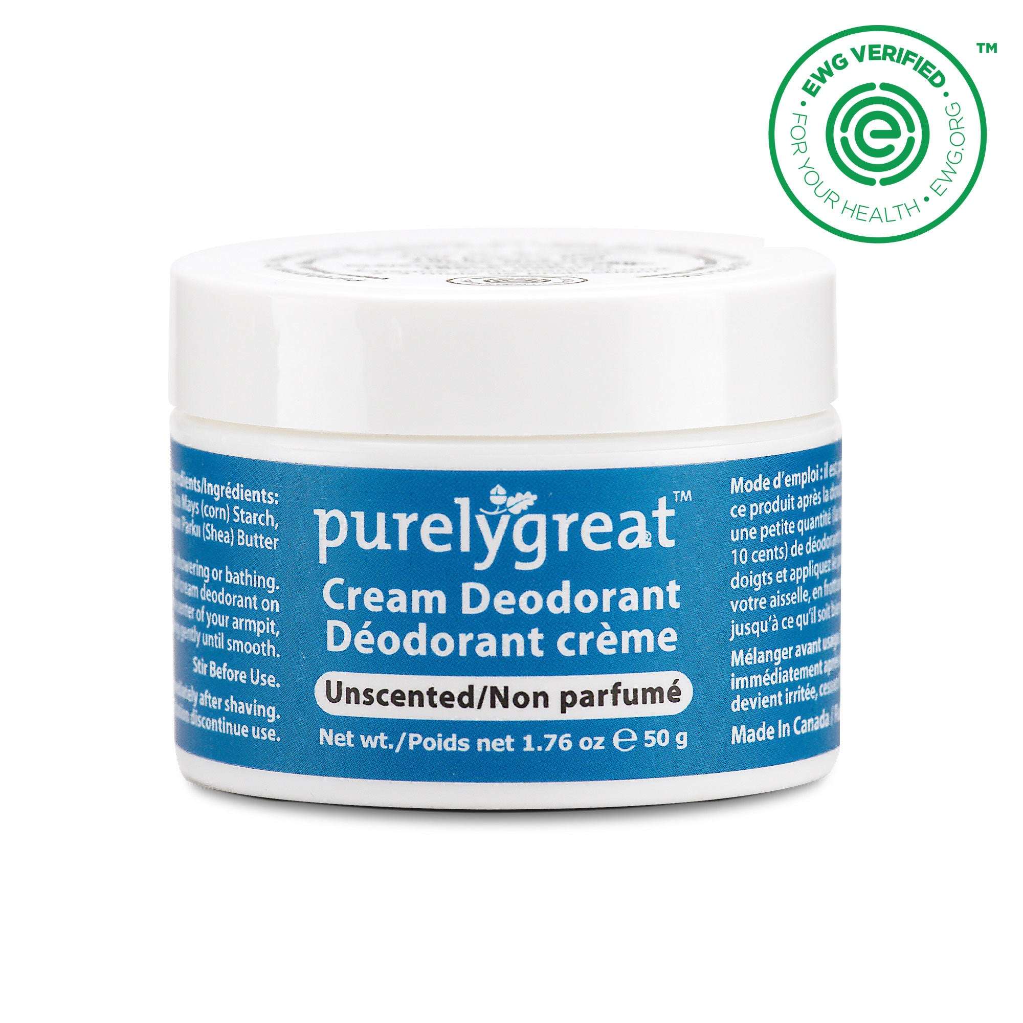 Cream Deodorant - Unscented by purelygreat - Non-toxic, GO rated product free from harmful chemicals
