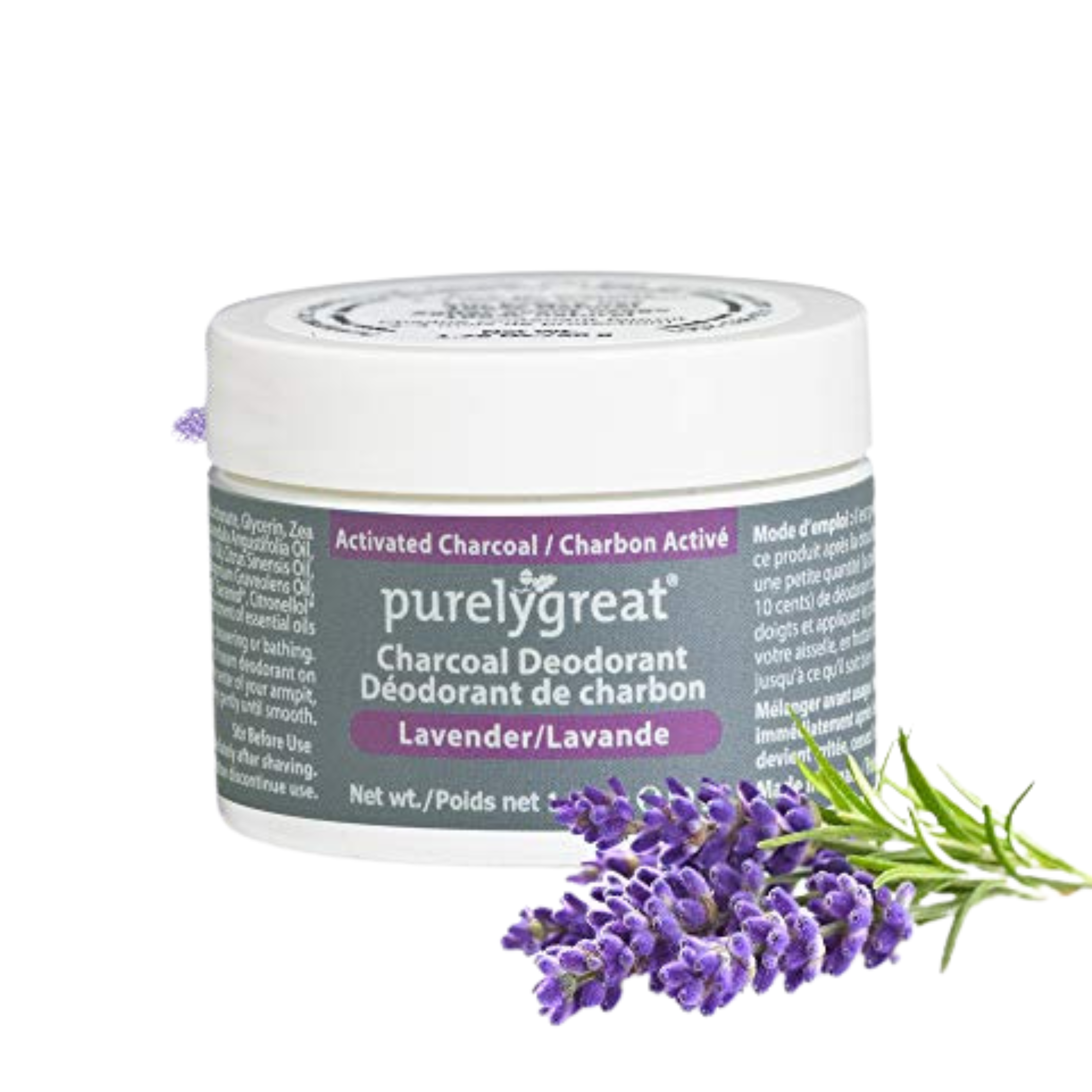 Natural Deodorant with Activated Charcoal - Lavender by Purelygreat - Non-toxic Deodorants product rated SLOW by Million Marker, free from BPA, phthalates, and parabens