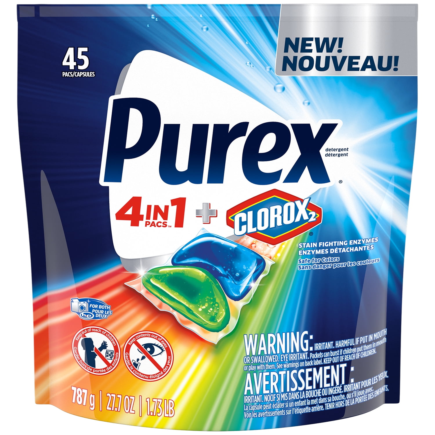 4-in-1 Plus Clorox 2 Pods by Purex - Non-toxic, STOP rated product free from harmful chemicals