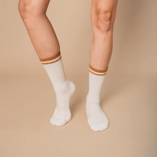 Natural No Dye Midweight Crew Pacers Socks by q FOR QUINN - Non-toxic Clothes product rated GO by Million Marker, free from BPA, phthalates, and parabens