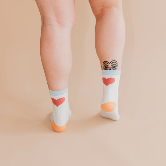 Pair of Hearts Adult Sock by q FOR QUINN - Non-toxic Clothes product rated GO by Million Marker, free from BPA, phthalates, and parabens