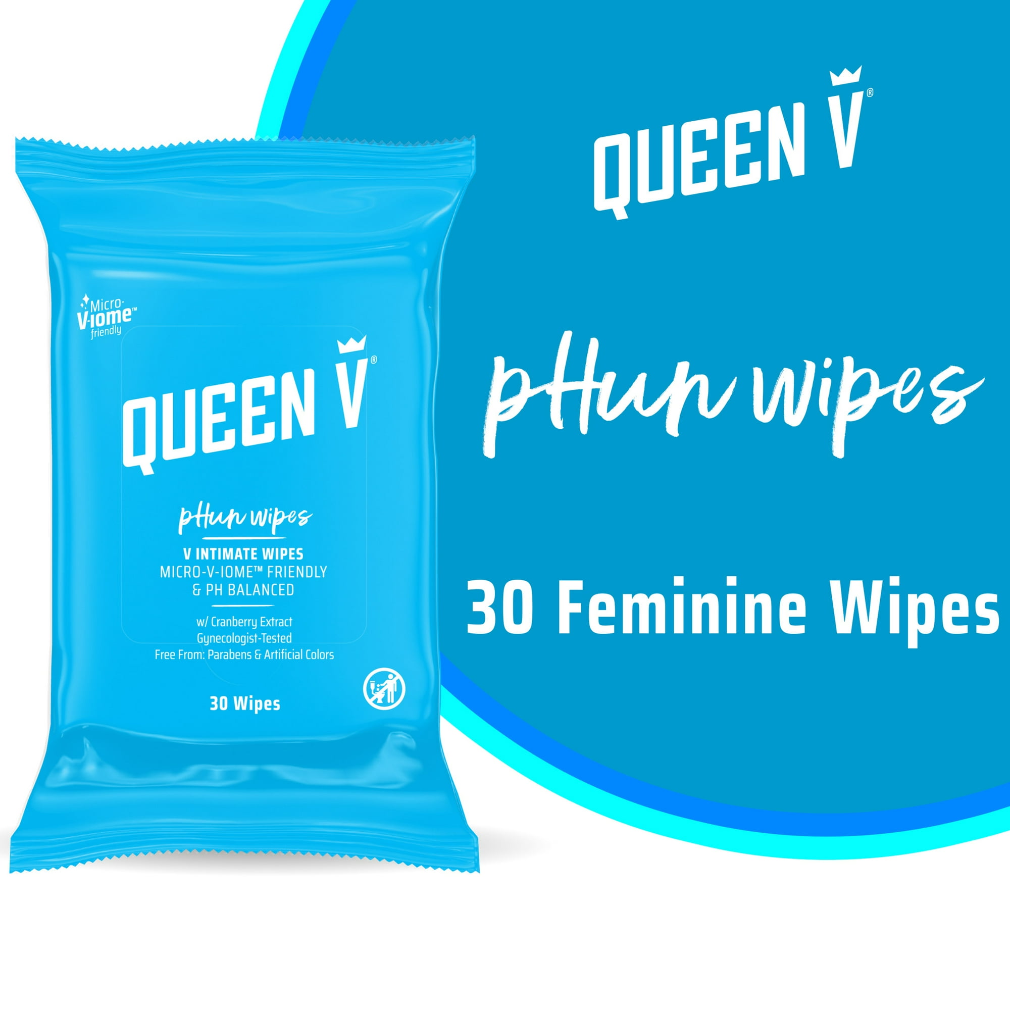 pH Intimate Wipes by QUEEN V - Non-toxic Intimate Care product rated STOP by Million Marker, free from BPA, phthalates, and parabens