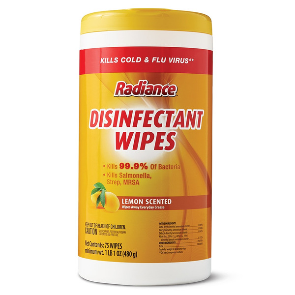 Disinfectant Wipes – Lemon Scented by Radiance - Non-toxic, STOP rated product free from harmful chemicals
