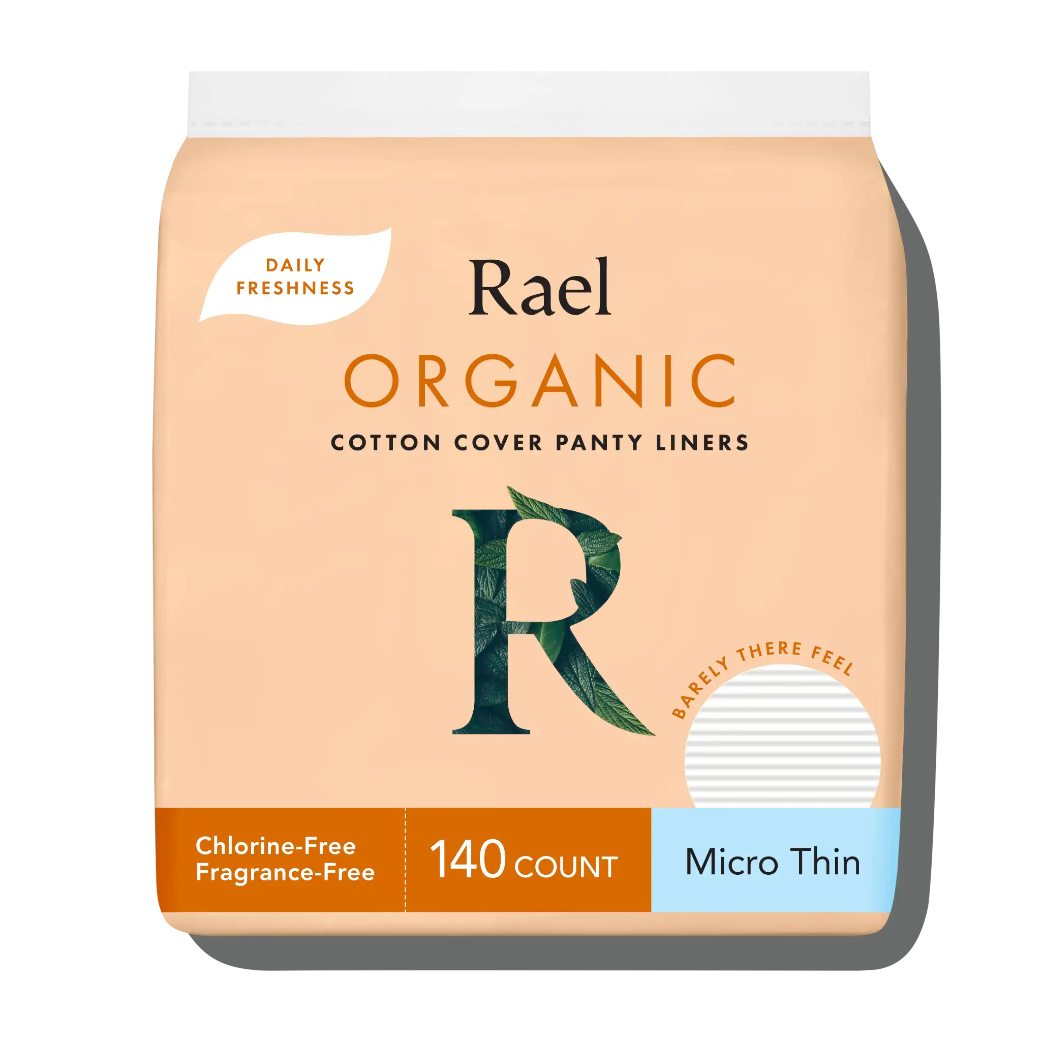 Organic Cotton Cover Panty Liners by Rael - Non-toxic, GO rated product free from harmful chemicals