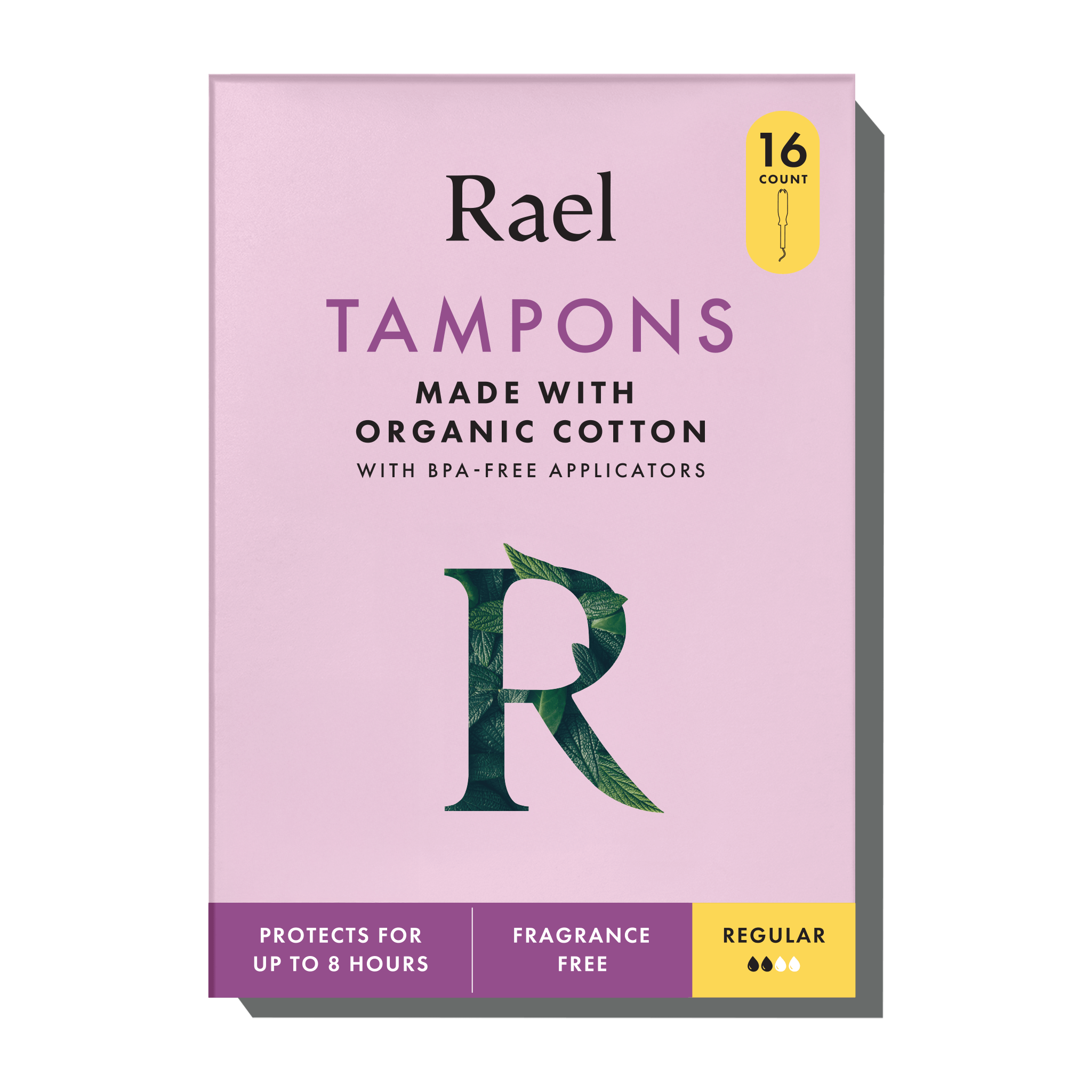 Regular Tampons Made With Organic Cotton – Regular by Rael - Non-toxic Period Care product rated SLOW by Million Marker, free from BPA, phthalates, and parabens