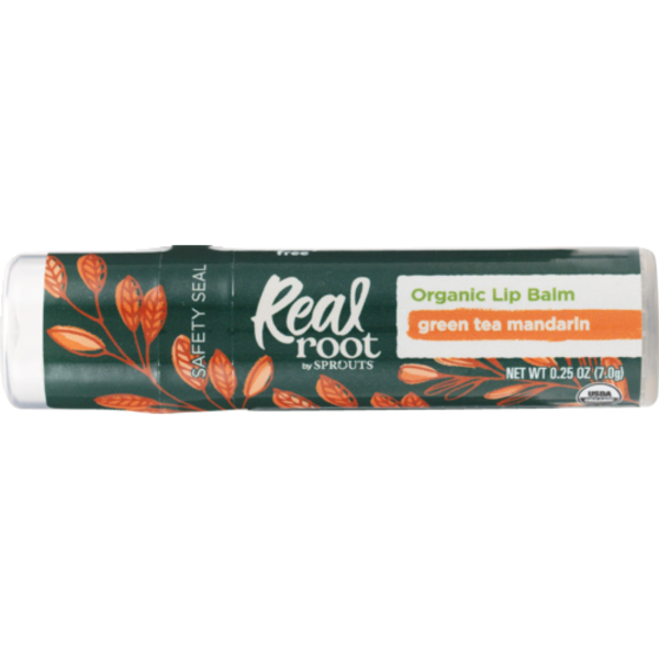 Organic Lip Balm – Green Tea Mandarin by Real Root by SPROUTS - Non-toxic, SLOW rated product free from harmful chemicals