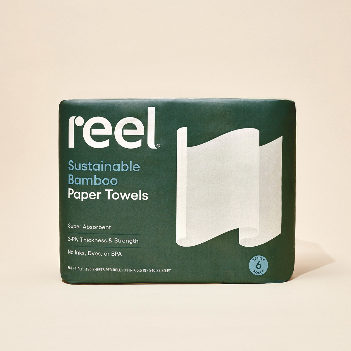 Bamboo Paper Towels - 12 count by Reel - Non-toxic, GO rated product free from harmful chemicals
