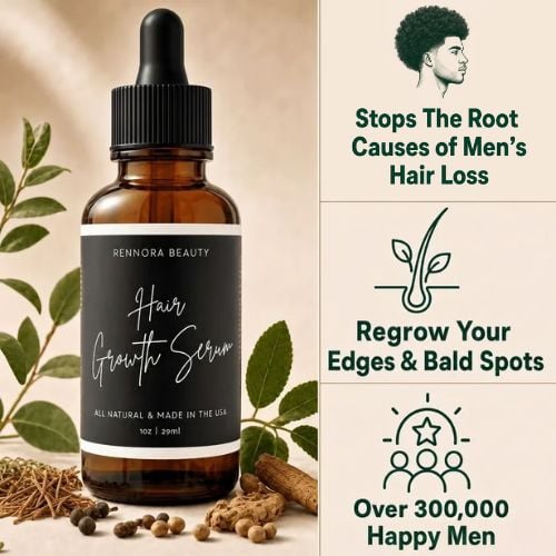 Hair Growth Serum by RENORA BEAUTY - Non-toxic Hair Styling + Treatment product rated SLOW by Million Marker, free from BPA, phthalates, and parabens