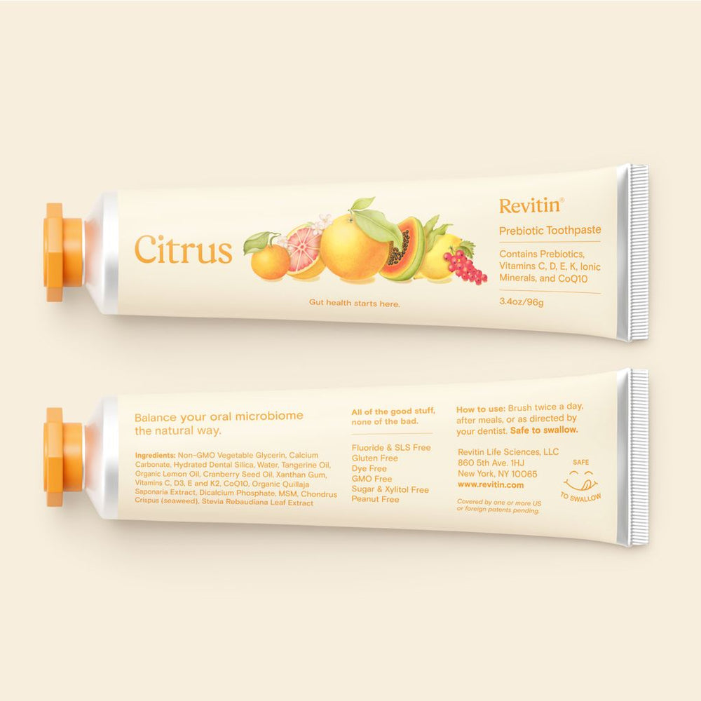 Prebiotic Toothpaste – Citrus by Revitin - Non-toxic Oral Care product rated SLOW by Million Marker, free from BPA, phthalates, and parabens